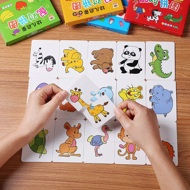 32 Pack Montessori Education Toddler Matching Cards Learning Games for Kids Toys for Kids 2 to 4 Years Old Cartoon Puzzle Baby