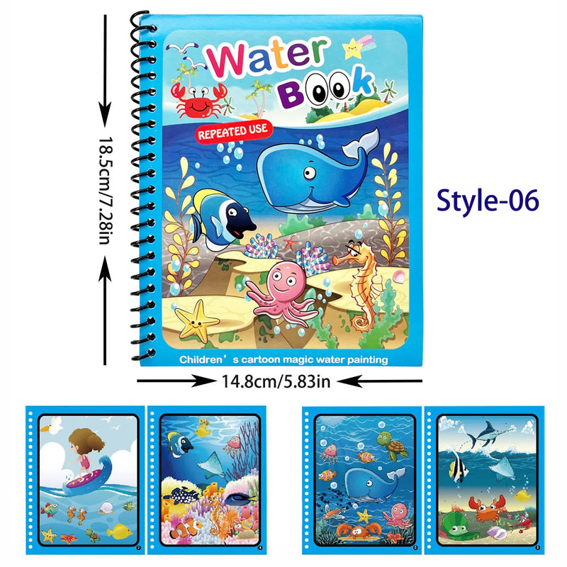 Magic Pen Water Drawing Books Coloring Book for Kids Doodle Painting Board Children Educational Toys Baby Christmas Birthday Gif