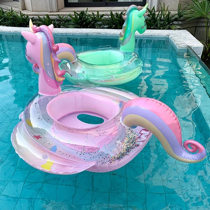 Rooxin Unicorn Inflatable Pool Floats Swimming Ring for Kids Baby Swim Tube Water Play Supply Float Seat Summer Beach Party Toys