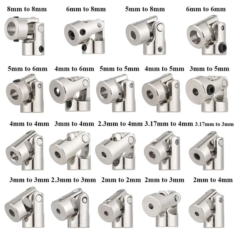 2mm/2.3mm/3mm/3.175mm/4mm/5mm/6mm/8mm Rc Boat Car Metal Cardan Joint Gimbal Couplings Shaft Motor Connector