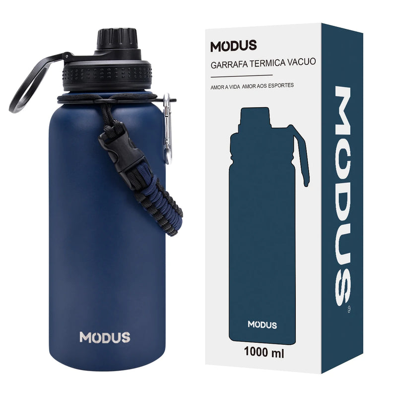 Stainless Steel Vacuum Insulated Water Bottle, Wide Mouth Sports Bottle, Leak Proof Lid with Cord