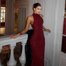 The Crimson Line | Sequin Sleeveless Maxi Gown