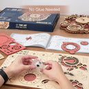 Robotime Wanduhr 3D-Holzpuzzle Holz-Set Mechanische Bausätze Holz-Puzzlespiel Kindergeschenk Bestes Weihnachtsgeschenk