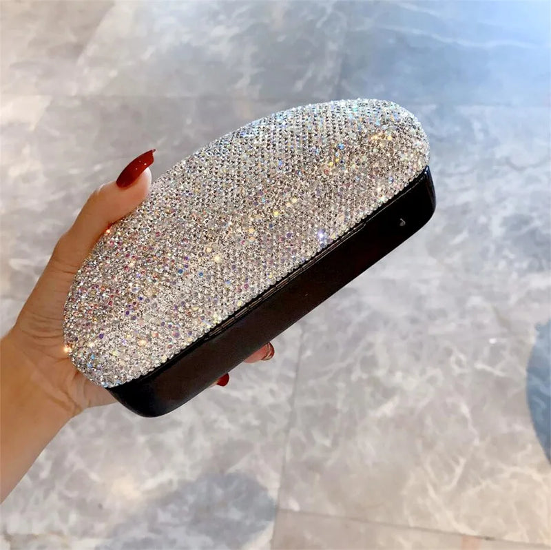 KLASSNUM Rhinestone Glitter Luxury Glasses Case Women Sparkling Sunglasses Box Bling Crystal Orgenizer Pressure Container New In