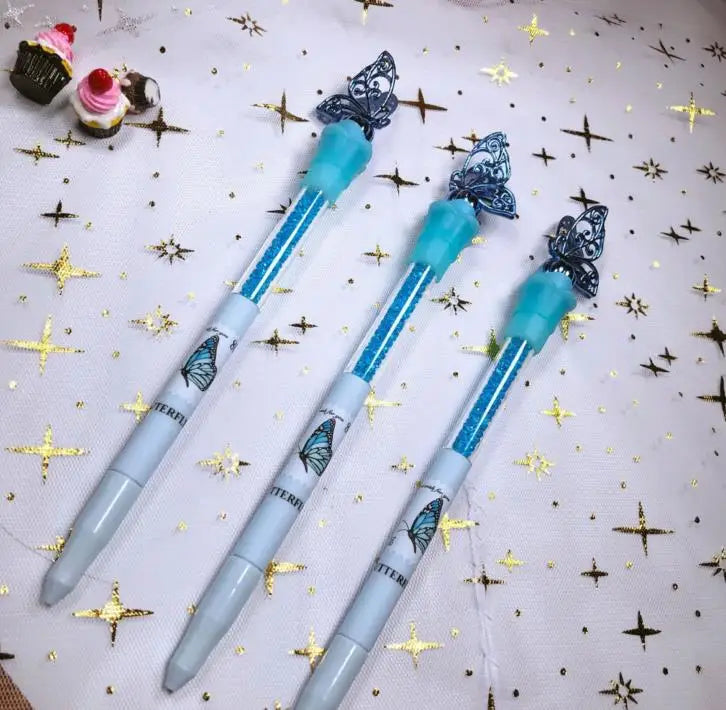 2 Pcs Cute Novelty Butterfly Crystal Gel Pen Stationery creative sweet pretty lovely