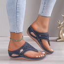 Large Size Casual Sandals Women Summer New Thick Sole Clip-toe Hollowed Ladies Slides Flip Flops Wedge Heel Solid Color Slippers
