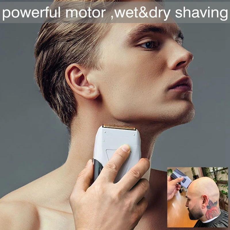 Professional Barber Hair Electric Shaver For Men Beard Electric Razor Bald Head Shaving Machine Finishing Rechargeable Set