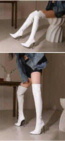 Autumn and Winter New Style Fashion High-heeled Women's Long Boots Sharp Toe Sexy Party Over The Knee Boots High 12cm Size 35-48