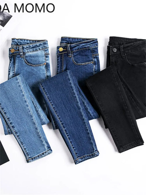 Jeans Damen Jeanshosen Schwarze Farbe Damenjeans Damen Stretch-Unterteile Röhrenjeans für Damen Hosen