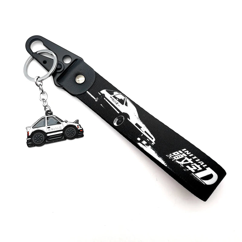 Initial D AE86 mental keyring Wrist strap keychain JDM Style Key Holder For Honda Toyota Mazda Mitsubishi