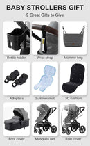 Luxury Baby Stroller 3 in 1 Portable Travel Baby Carriage Fold Pram High Landscape Aluminum Frame Newborn Infant Stroller