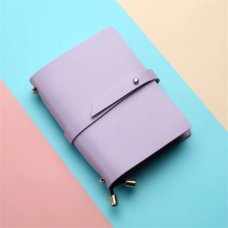 Soft PU Leather A5 Notebook Passport Style Solid Color Creative Fresh Loose-Leaf Notepad Student Stationery Diary Book 135x105mm
