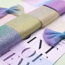 6cm*5yards Gradient Rainbow Tulle Roll Silver Dots Tulle Mesh Fabric DIY Children's Handmade Orgarment Hair Bow Accessories