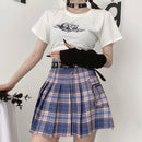 Harajuku Plaid Skirt Women Punk y2k High Waist Mini Tennis Skirts Uniform Chain Pocket A-line Streetwear Vintage Free Belt
