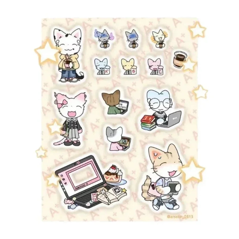 Cat Stickers Arsene Korean Replacement Ins Cartoon Guka Pocket Sticker DIY Guben Material Cute Stickers