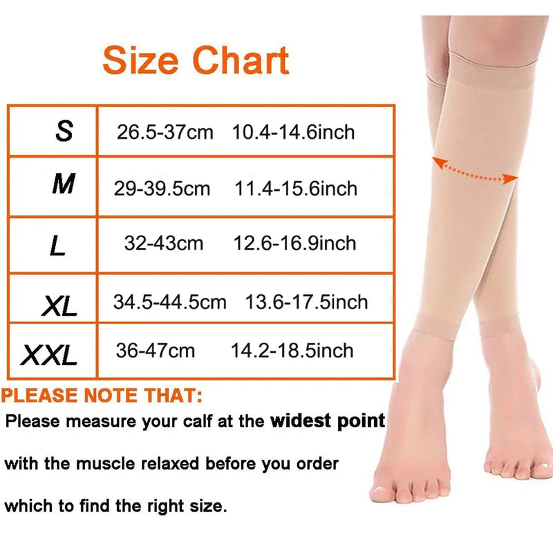 1Pair Calf Compression Sleeve 30-40mmhg Men Women Footless Calves Compression Sleeves Varicose Veins