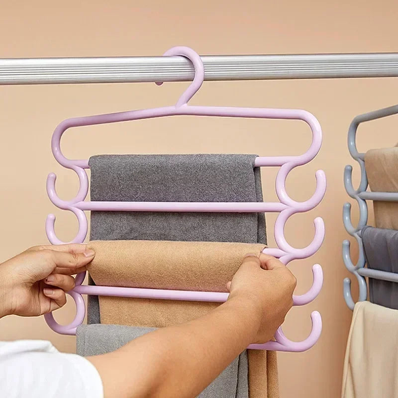 5 Layers Clothes Hangers Trousers Pants Hangers Towel Scarfs Racks Closet Storage Organizers Clothes Storage Organization