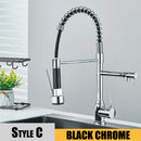 Kitchen Sink Faucet Pull Down Hot and Cold Water Mixer2 Mode Tap with Dual Spout 360 Rotation Flexible Deck Mounted