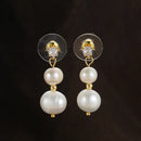 New Fashionable Baroque Freshwater Pearl Earrings. Simple, Elegant And Versatile Long Three-bead Earrings.