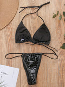 Shiny PU Mini Micro Bikini 2025 Women Swimsuit Female Brazilian Swimwear Two Pieces Bikini Set High Cut Bathing Suit Swim Lady