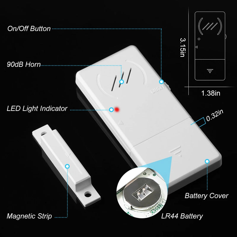 Camluxy Refrigerator Door Alarm When Opened 60 Seconds Time Delay 90dB Loud Ultra-Slim Fridge Alarm Window Open Alarm Safety