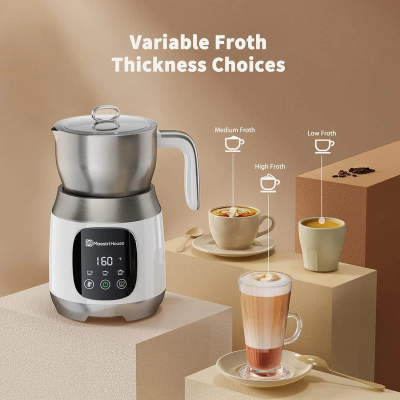 Maestri House Milk Frother Variable Temp and Froth Thickness Frother and Steamer 21OZ/600ML Smart Touch Control Milk Warmer