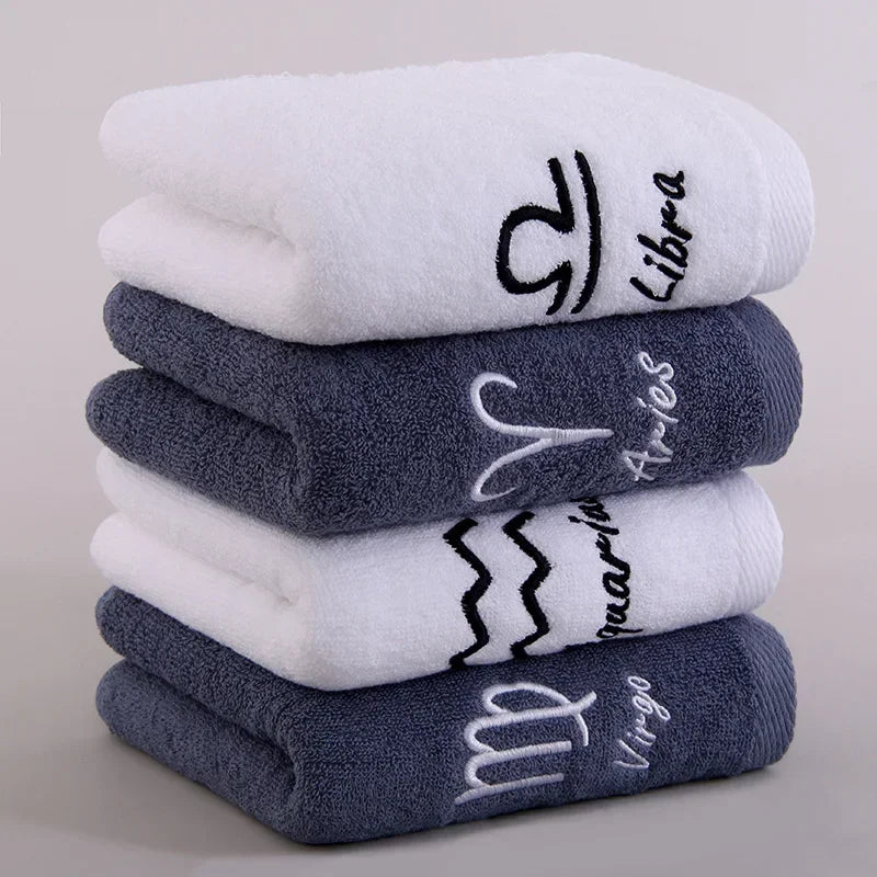 12 Constellation Letters Towel Embroidery Cotton Absorbent Quick Dry Lovers Gift Thickened Sports Soft fashion Bath Towel Set