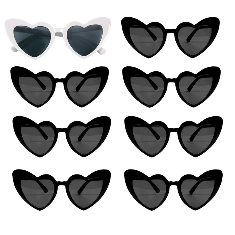 8pcs/6pcs Bachelorette Hen Party Sunglasses Black Heart Shaped Glasses Bride To Be Bridesmaid Gifts Wedding Bridal Shower Decor