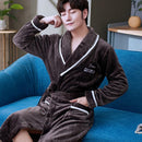 Liebhaber Korallenfleece Robe Herbst Winter Warme Schlafanzug Frauen Männer Verdicken Flanell Bademantel Lounge Nachthemd Hauskleidung Übergröße