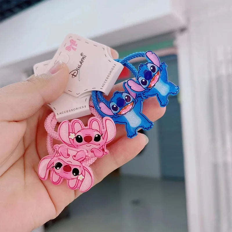 1/5/10pcs Disney Anime Lilo & Stitch Hair Bands Kawaii Stitch Hairpin Cartoon Rubber Band Hair Accessoires Girl Gifts Toy