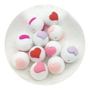 10pc/Lot  Valentines Day Silicone Beads Focal Heart Round Marking DIY Necklace Baby Pacifier Chain Beads For Making Jewelry