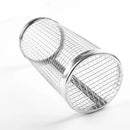 New Rolling Grilling BBQ Basket Stainless Steel Leakproof Mesh Barbecue Rack Outdoor Picnic Camping Simple Cylindrical BBQ Grill