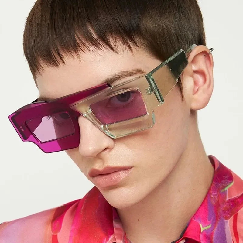 New Square Y2K Sunglasses Women Two Color Punk Sun Glasses Men Shades Luxury Retro Brand UV400 Oculus Gafas