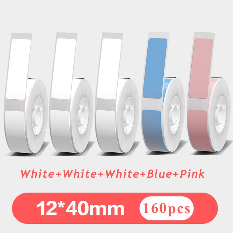 5pcs 12mmx40mm Gap Label Paper fit for P12 P15 Phomemo D30 Q30 Printer Waterproof Self Adhesive Thermal Printer Sticker