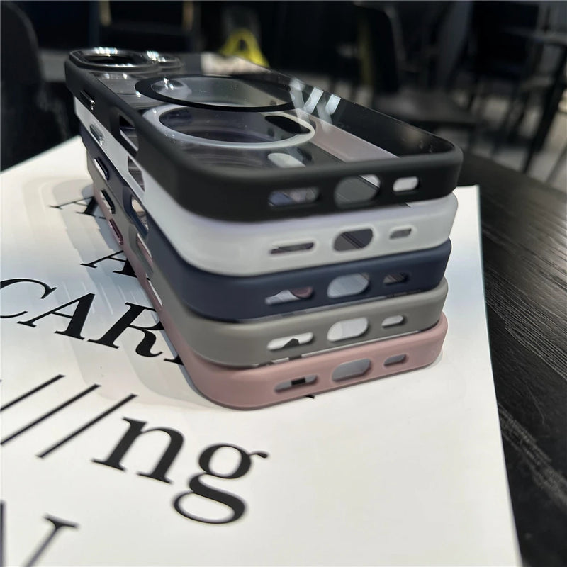 Luxury Transparent For Magsafe Magnetic Case For iPhone 16 Pro Max 15 Plus 14 13 12 11 Wireless Charge Shockproof Acrylic Cover