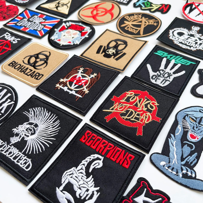 Punk Rock Patches Iron On Clothes Embroidery Sewing Supplies Decorative Badges Letter for Clothing music Patch for Jacket