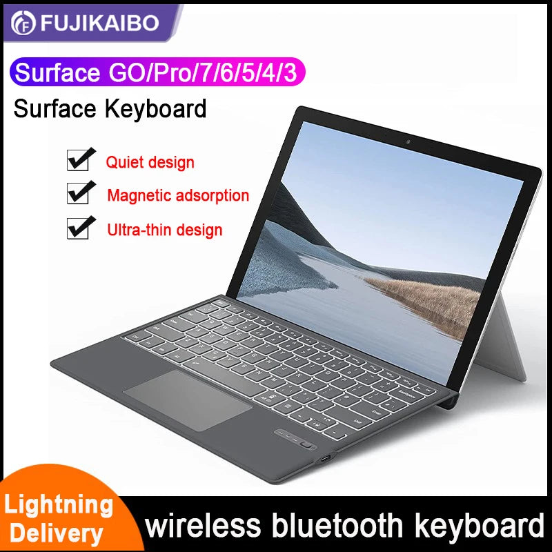 Wireless Bluetooth-compatible Keyboard With Touchpad Backlit Compatible For Surface Pro 3 4 5 6 7 Go 1 2 3 For Business trip