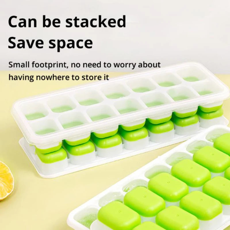 Ice Cube Tray Silicone Mold 14 Grid With cover Square Ice Cube Tray Mold Ice Cube Making Tools