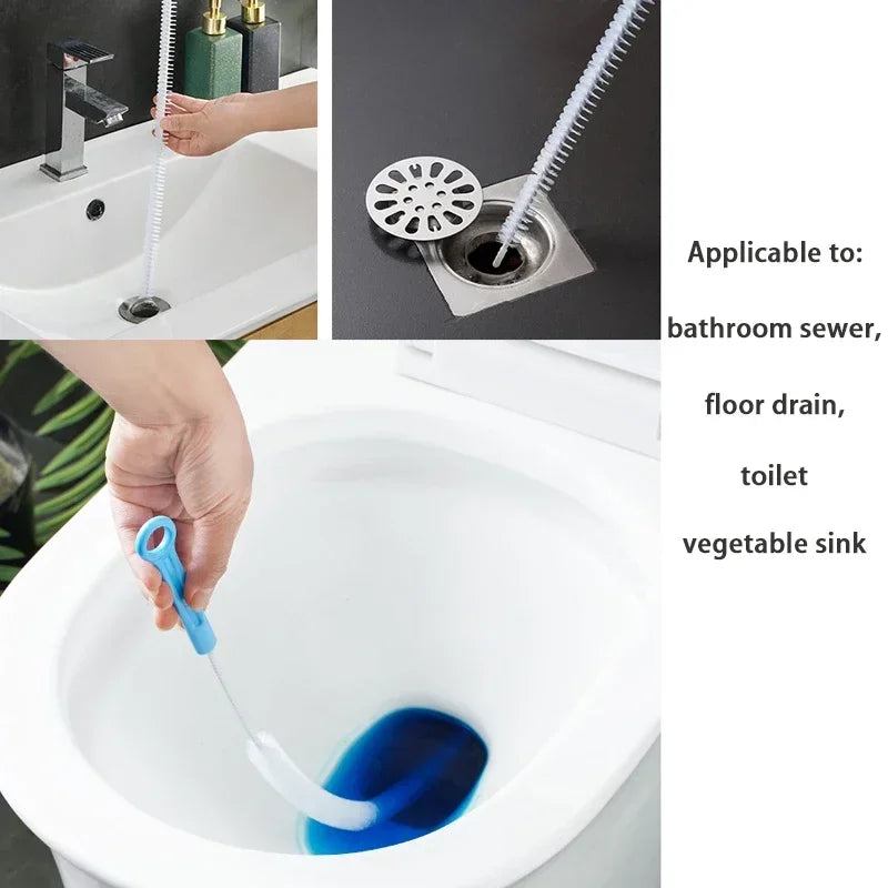 NEW 71CM Pipe Dredging Spiral Brush Sink Drain Overflow Cleaning Brush Bathroom Sewer Hair Catcher Clog Plug Hole Remover Tool