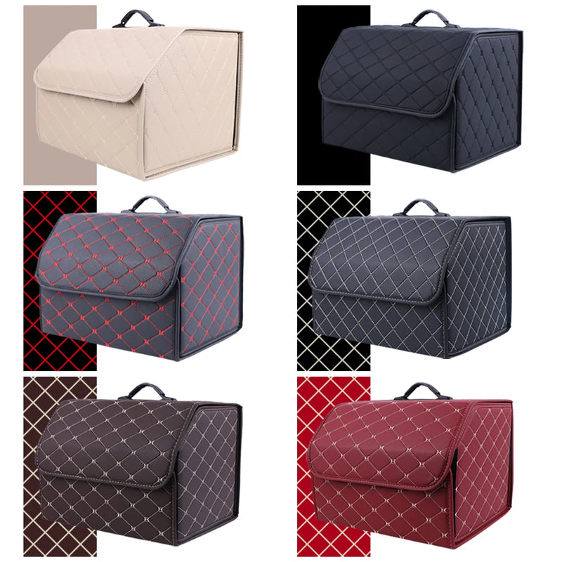 Car Trunk Organizer Box 40cm Auto Multiuse Tools Storage Bag Stowing Tidying Leather Folding For Emergency Storage Box