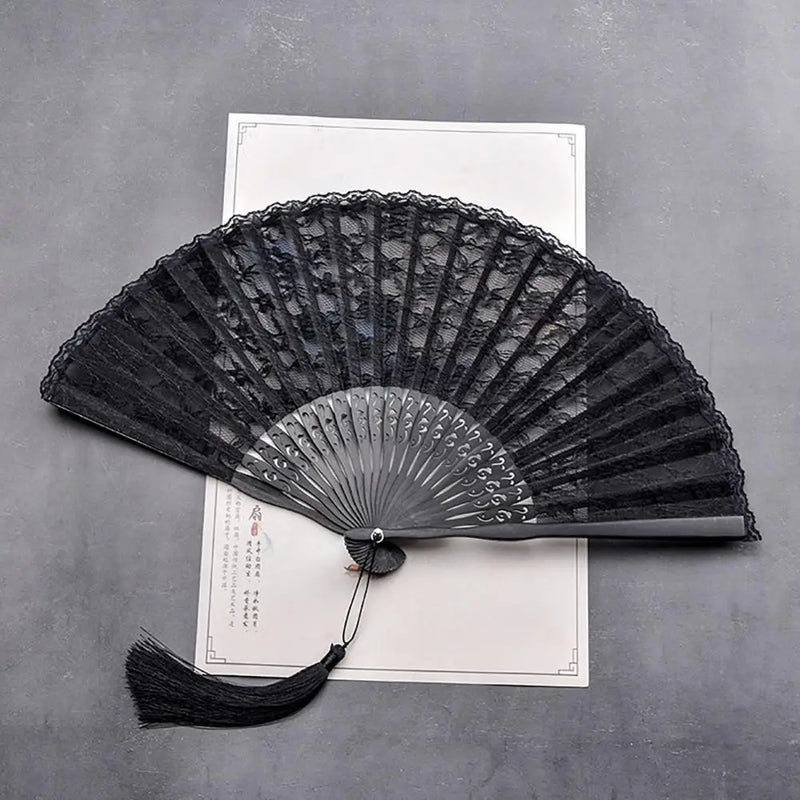 Silk Cloth Blank Chinese Folding Fan Wooden Bamboo Elegant Lace Fabric Fan Folding Fan Curved Blade Fan Home Decor Wedding Fan