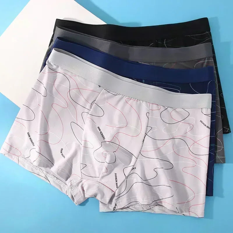 1Pcs Man Boxers Printed Underpants U Convex Panties Male Fashion Comfortable Shorts Mens Solid Breathable Underwear 100kg