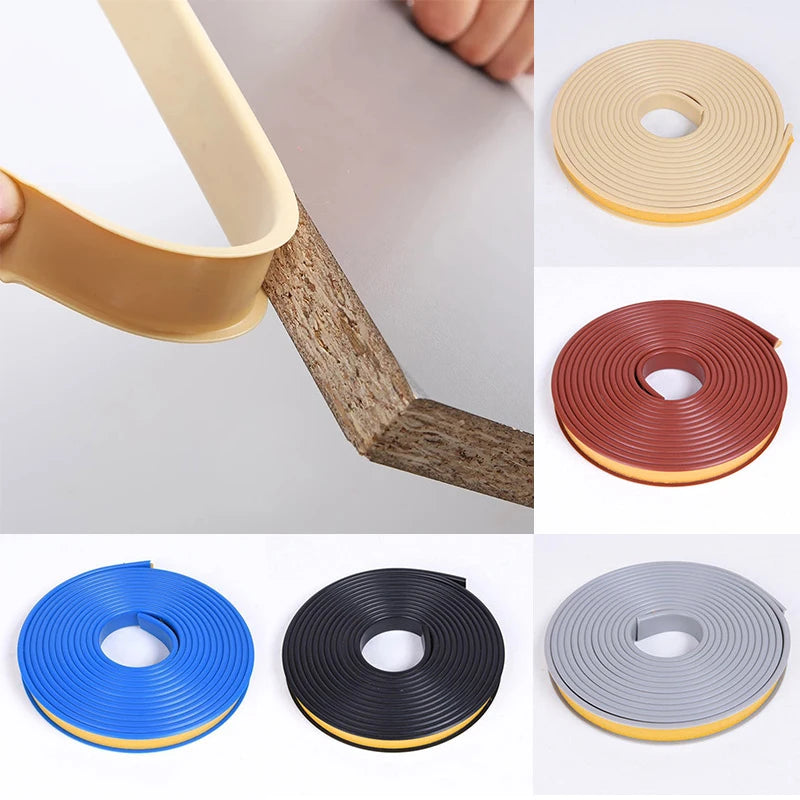 Self-adhesive Edge Banding Strip Furniture Wood Board Cabinet Table Chair Protector Cover U-shaped Silicone Rubber Seal Strip