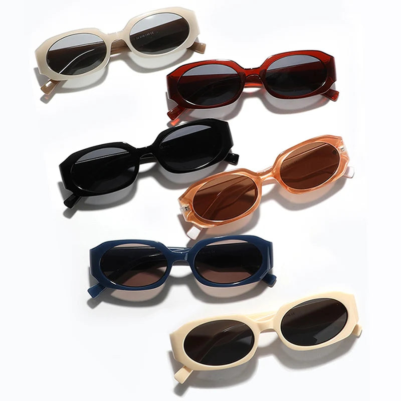 SO&EI Fashion Polygon Rectangle Jelly Color Women Sunglasses Retro Red Blue Shades UV400 Men Sun Glasses