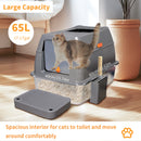 Enclosed Stainless Steel Cat Litter Box with Lid for Extra Large Cats Kitty Semi-open Design