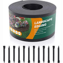 Black Plastic Garden Landscape Edging, 5” Tall Border Coil, Flexible and Strengthened with Anti-UV Treatment