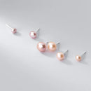 INZATT INS Hot Real 925 Sterling Silver 4/6/8MM Freshwater Pearl Stud Earrings For Women Fine Jewelry Minimalist Accessories