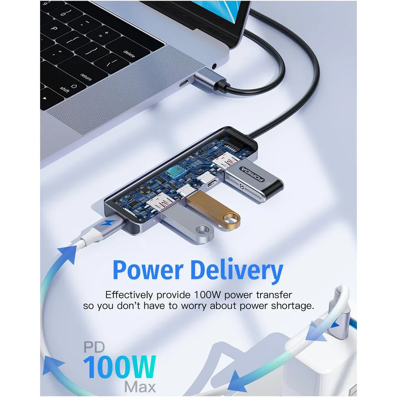 Getatek USB C Hub 10Gbps USB C Splitter 100W Power Charging USB 3.2 Hub for Laptop MacBook Air/Pro iPhone 15/15 Pro/15 Pro Max