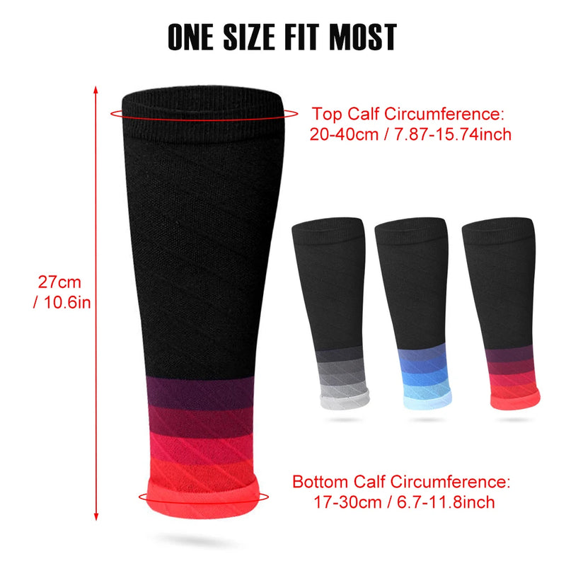 1Pair Sport Compression Calf Sleeves–Calf Cramp and Shin Splint Sleeves–Leg Compression Socks 20-30 mmHg for Pain Relief,Running