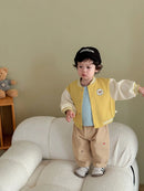 2026 Fall New Toddler Kids Pants Cotton Cartoon Embroidered Harem Pants Baby Boy Casual Striped Denim Baggy Trousers